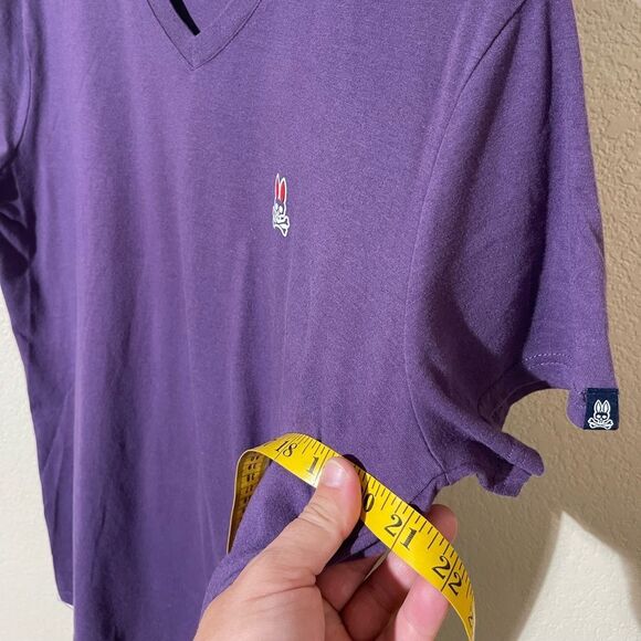 Psycho Bunny Purple V-Neck Men's Tee - Picture 4 of 5